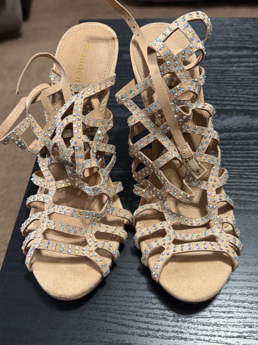 Steve Madden Nude Beaded Strappy Gladiator Heels
